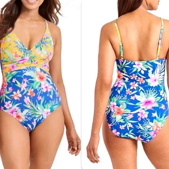 Tommy Bahama Other - NWT Tommy BAHAMA Pearl Underwire Twist-Front One-Piece Swimsuit Palace Blue 16